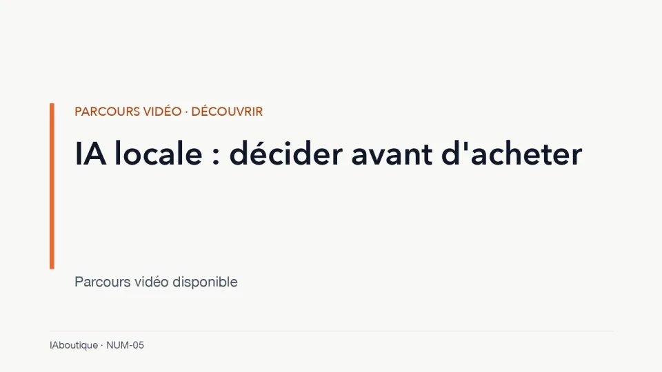 Diapositive de titre : IA locale : décider avant d’acheter