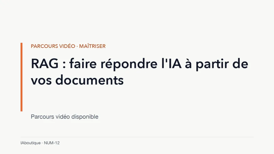 Diapositive de titre : RAG : faire répondre l’IA à partir de vos documents