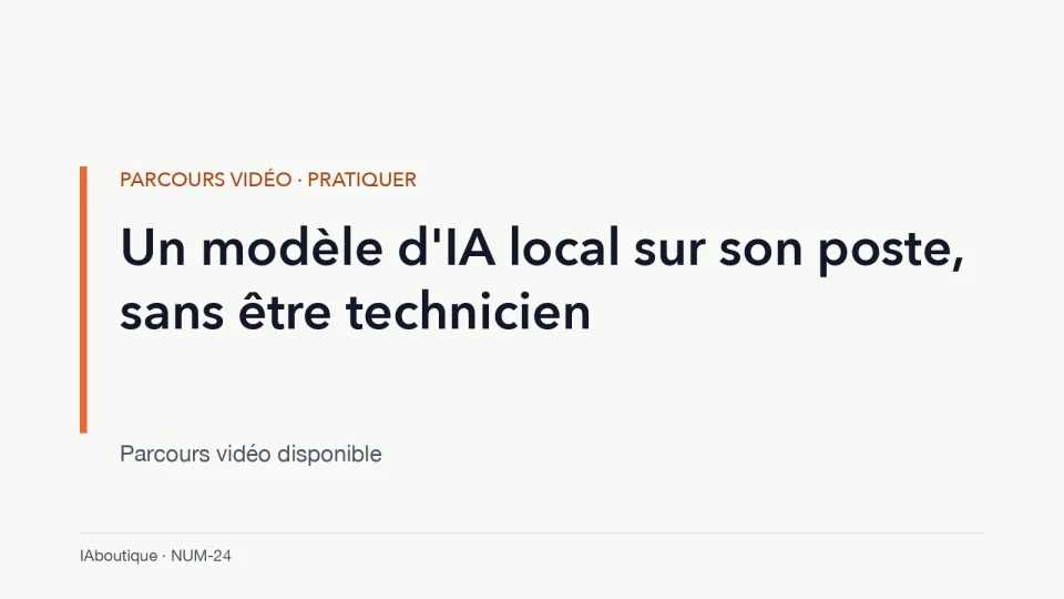 Diapositive de titre : Un modèle d’IA local sur son poste, sans être technicien