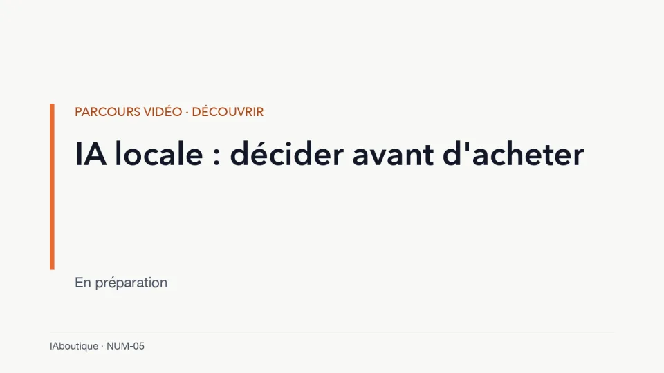 Diapositive de titre : IA locale : décider avant d’acheter