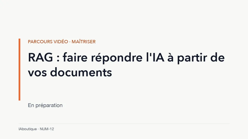 Diapositive de titre : RAG : faire répondre l’IA à partir de vos documents